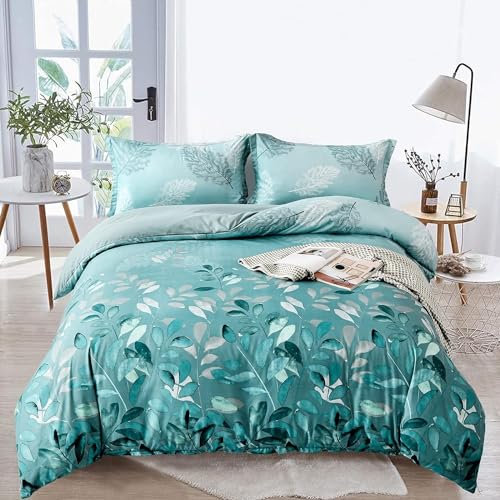 EXSANLIEAY Blau Bettwäsche 155x220 - Anlage Wendebettwäsche, Weiche & Atmungsaktiv Microfaser Bettbezug + 2 Kissenbezug 80x80, Angenehme bettwäsche-Sets, 3 Teiligmit Reißverschluss