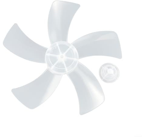 Eawfgtuw Leises Lüfterblatt aus Kunststoff, Ersatzteil passend für 30,5 cm für Standventilator, fünfblättriges Blatt-Schreibtischventilator-Zubehör mit Mutterabdeckung (schwarz, weiß) (weiß)