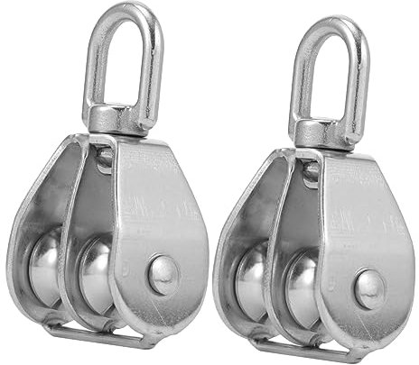 SOLUSTRE 2stücke Doppel-umlenkrolle Aus Edelstahl Drehbare Flaschenzugrolle Mit Hoher Tragkraft Korrosionsbeständig Vielseitig Für Tauziehen Fitness Boot Indoor Outdoor-seile