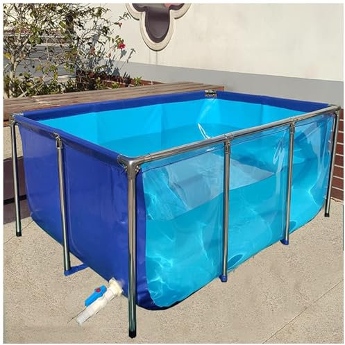 140 * 140 * 35cm,Faltbarer Fischteich für den Innenbereich mit Stahlrahmen und Sichtfenster, Flexible Teichfolie aus PVC-Canvas, ideales Zuchtbecken für Koi und Goldfische