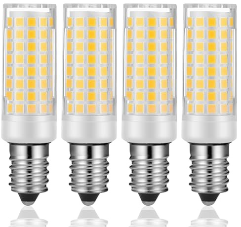 Juanw 5W E14 LED Light Bulb European Base - AC200V-240V for Range/Stove/Oven, Microwave, Refrigerator, Maxx Grinder, Cooker Hood,Sewing Machine,Turkish Lamp - Part (Warm White 3000K, 4 Pack)