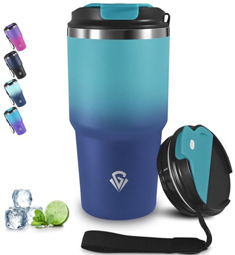Grsta 20oz Tumbler Termico, Termos Caffè Ermetica Portatile, Tazza Termica per Bevande Calde e Fredde, A Prova di Perdite Bicchiere Termico, Isolata Sottovuoto In Acciaio Inox