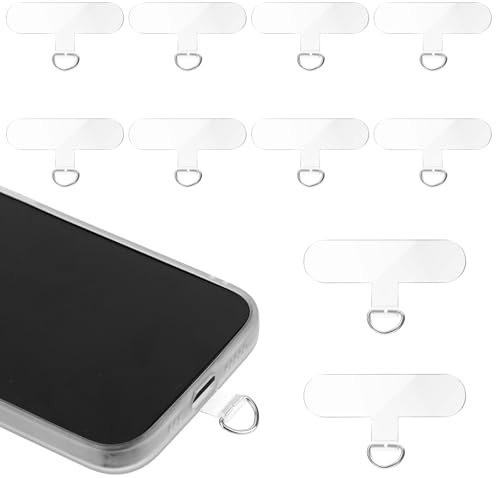10 Pcs Phone Tether Tab,Universal Phone Lanyard Tab Phones Tether Patches Without Adhesive Lanyard Replacement Patches Compatible Telephone Case Safety Case for Cell Phones Strap(Transparent)