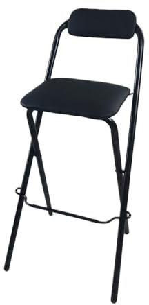 GSKDZG Sedie Pieghevoli Imbottita Sgabello Pieghevole Sgabello Da Bar Portatile Con Schienale E Poggiapiedi, Per Cucina, Bancone, Campeggio, 65cm 70cm 75cm(Black,65cm)