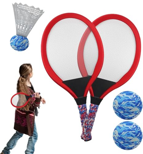 Tennisracket för barn – utomhus badmintonracket för barn – förälder-barn interaktiv lekset med fjäderboll för nybörjare ungdomar flickor