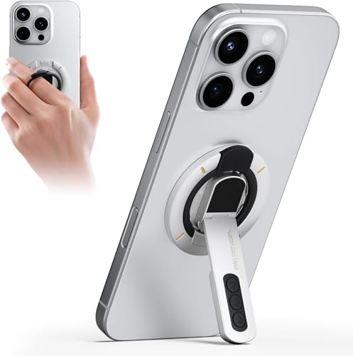 PICKBEAU for MagSafe Phone Grip Stand, 3-in-1 Magnetic Finger Ring Holder with Double-Sided Magnet, Fidget Toy Design, Magnetic Phone Stand for iPhone 16/15/14/13/12 Series (Titanium)
