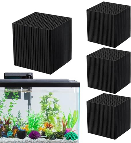 4 Pièces Cube De Purificateur À Creux D'eau, Activé De Carbone Aquarium Cube Filtre, Charbon De Bois D'élevage, Milieu De Filtre D'aquarium, Purification De L'eau Pour Le Réservoir D'eau Du Bétail