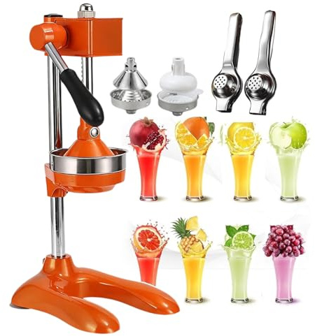 Manuell Citruspress, Rostfritt Stål Apelsinjuicepress, Rostfritt Stål Saftpress, Mekanisk Kugghjuls Boost System, Bionisk Bläckfotsugpropp, För Citron Lime Apelsin Vattenmelon Orange