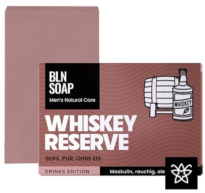 Whiskey Reserve Feste Männerseife: Natürliche Seife für Männer, Hand, Körper & Haare, Körperseife Vanille & Eiche Mann, Shampoo Nachhaltig, Vegan, 3-in-1 Duschseife, Festes Duschgel, 135 g, BLN SOAP