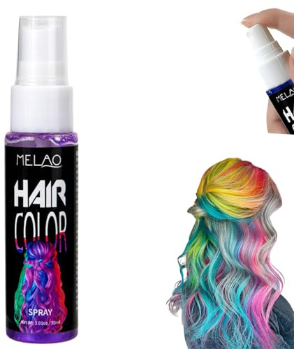 Lila Haarspray Auswaschbar für Kinder und Frauen, Verrücktes Temporäre Haarfarbe Spray, Sofort Auswaschbare Haarspray, Nicht Klebrig, ideal für Cosplay, Partys und Halloween (Lila)
