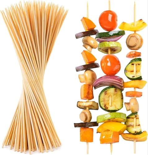 ALLBASA Pic brochettes, brochettes pour barbecue,Piques brochettes pour grillades, bâtons pour buffets (50, 25cm)