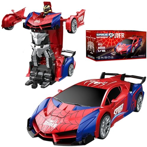 Tccydm Macchina Telecomandata Spider,2.4GHz Trasforma Robot & RC Auto,Spider Cars Macchinine,Auto Robot RC Rotazione 360°,da Corsa,Radiocomandata Giochi Esterno Giocattolo,Bambino Bimbi 3-9 Anni
