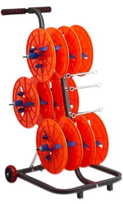 Heavy Duty Wire Spool Reel Holder, 4 Reel Cable Distributor, Industrial and Retail Wire Puller Organizer