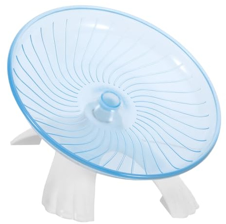 TOYANDONA Rueda Silenciosa para Hámster en Plástico Azul con Movimiento de Platillo Volador 360° y Soporte Antideslizante para Jaulas Interiores y Pequeños Roedores