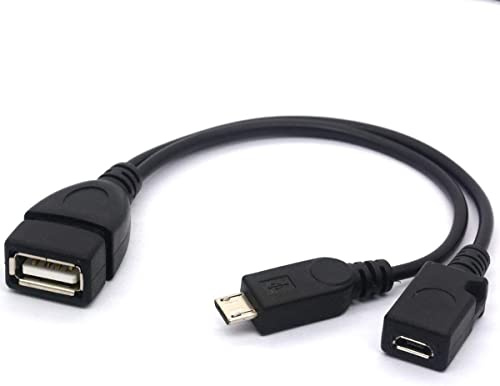 HUHANGGod Micro USB Splitter Kabel OTG Power Enhancer Cord USB 2.0 Eine Buchse auf Micro USB Stecker und Micro 5 Pin Female Adapter Host Ladegerät (Micro Male)