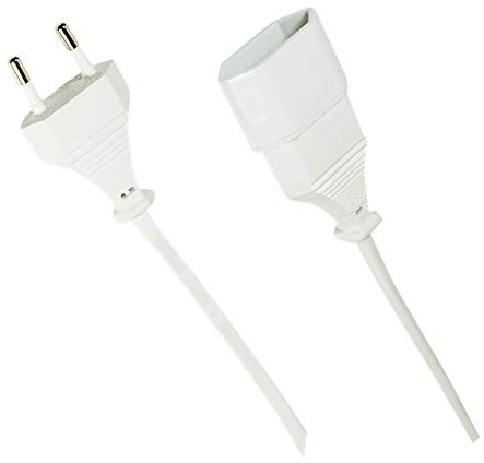 Euro Verlängerungskabel 2 m CEE 7/16 Eurostecker auf Eurobuchse Weiß | CEE 7/16 Eurostecker auf Eurobuchse, ideal für TV, PC, Monitor, Lampen, Haushaltsgeräte und Spielekonsolen