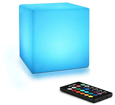Mr.Go 4 LED Licht Würfel Farbwechsel Stimmungslicht mit Fernbedienung, 16 RGB Farben, Dimmbar Helligkeit, Wiederaufladbare Würfelleuchte Nachtlicht für Heimbeleuchtung & Dekoration