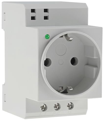 WITTKOWARE Steckdose mit Betriebs-LED für 35mm DIN-Hutschiene, 16A/250V~, Schraubklemmen, VDE, grau