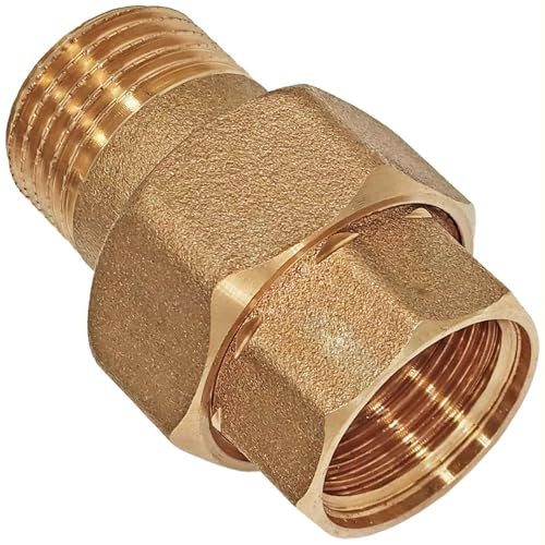 Verschraubung konisch metallisch dichtend aus Messing 1 Zoll Innengewinde und Außengewinde IG x AG DN25 Gewinde Fitting Trinkwasser geeignet Rohr Kupplung Verbinder Anschluss
