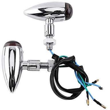 Luz de señal de giro para motocicleta, 2 uds., Lámpara de iluminación indicadora de señales de giro LED ámbar de bala para motocicleta, plata