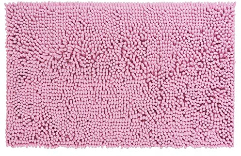 PANA® Mikrofaser Chenille Badematte - 50 x 80 cm - Farbe: Rosa | Kuschelig weicher Duschvorleger - Maschinenwäsche bei 30° - Antirutsch-Latex-Unterseite - Trocknergeeignet - Ohne Ausschnitt
