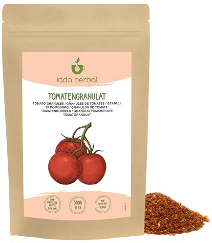 IDDA Herbal Tomatflingor 500g, Tomat Flingor 1-3mm, Krossade Torkade Tomater för Matlagning