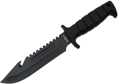 BSH Adventure Outdoor Messer Survival mit Holster - Clip Point Jagdmesser Feststehende Klinge - Bushcraft Messer Outdoor