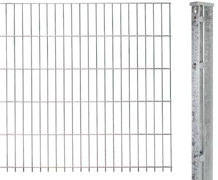 Alberts 645342 Doppelstabmattenzaun als Zaun-Komplettset | verschiedene Längen und Höhen | feuerverzinkt | Höhe 63 cm | Länge 2,5 m