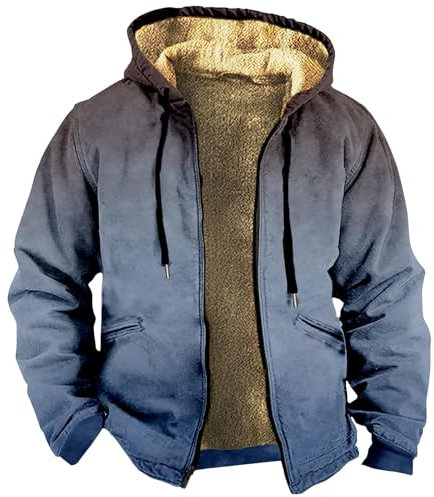 KONG JIMFAN Übergangsjacke Herren Geburtstagsshirt 1 Jahr Outdoorjacke Herren Jacke Kuscheljacke Jacket wasserdichte Jacke Herren Hoodie Mit Reißverschluss Herrn Winter Jacke(Blue,3XL)