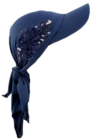 Pluto & Fox Damen Turban Visor Cap Kopftuch mit Blumenornament Baseballkappen für die Sonne