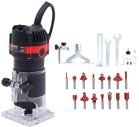 Fresa verticale compatta, 800 W, 30000r/min, fresatrice elettrica con 15 pinze per fresa, diametro 6,35 mm, fresatrice per legno con una sola mano