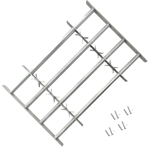 Sufrk Grate per Finestre Regolabili 4 Barre Trasversali 500-650 mm,Grate per Finestre Antiscasso,Estensibili Zincate in Acciaio Inferriate di Sicurezza