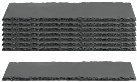 KEILEOHO 8 Unidades de Tabla Rectangular de Quesos de Pizarra de 30 x 10 cm, Color Negro, Plato de Pizarra Rectangular para Buffet, Servir, Decoración