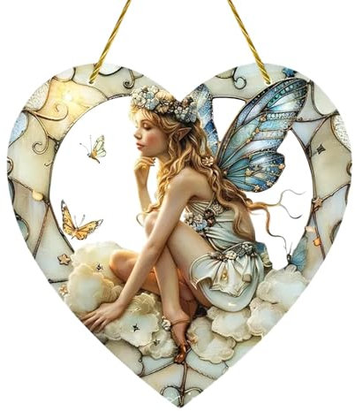 Sonnenfänger-Fee – Feen-Sonnenfänger-Bastelarbeiten, Hängende Wiindow-Feen-Sonnenfänger | Herzförmige Feen-Fensterdekoration Zum Aufhängen, Sonnenfänger, Gartendekoration Für Die Inneneinrichtung, Fen