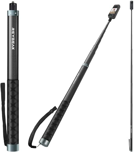 REYGEAK Unsichtbarer Selfie Stick für Insta360 X5, 118 Zoll/300cm Langer Selfie-Stab mit 1/4 Schraube, wasserdichtes Carbonfaser-Verlängerungs-Einbeinstativ für Insta360 X4/X3/X2/ONE/ONE RS/ONE