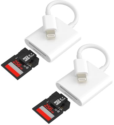 Lightning auf SD Micro SD Kartenleser (2 Stk.) für iPhone 14 13 Pro TF Card Reader MFI zertifiziert für Apple Adapter Bilder Digitalspeicher Kamera Stick Speicherplatz Cartão für iPad Zubehör