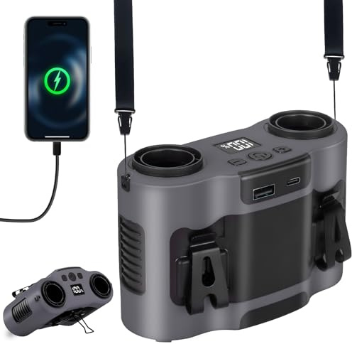 POPERFUN Ventilador Portatil 28000 mAh 40 H, Recargable Ventilador de Cintura 5 Velocidades 16000RPM, Luz LED Fans de Cuello Manos Libres para Arquitectura, Horticultura, Camping y Viajes (Gris)