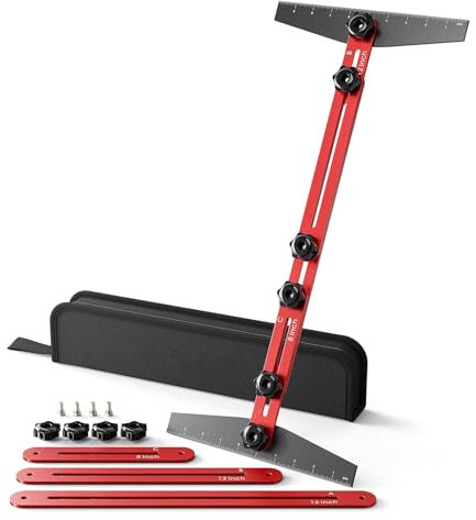 Aluminum Alloy Stair Jig Tool Stair Tread Tool Jig Adjustable Sliding Installer, Stair Tread Template Tool, Stair Measuring Tool Jig Stair Scribe Tool for Accurately Measuring
