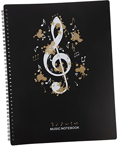 Schulbeginn Party A4 Notenmappe mit 30 Seiten für Musikblätter, Schwarz | Pp Material, Leichtes Design, Austauschbare Seiten, für Dokumente und Marschkapelle, Große Kapazität