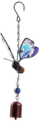 GORGECRAFT Campanelli Eolici A Forma di Farfalla in Metallo con Struttura in Ferro da 30cm Piccole Campane in Vetro e Cristallo da Appendere all'Esterno Decorazione per Casa Giardino Finestra Cortile
