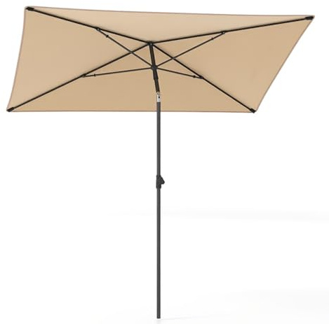 COSTWAY Ombrellone da Balcone 213 x 140 cm, Inclinazione Regolabile, Anti-UV, con Borsa da Trasporto, per Giardino, Terrazzo, Spiaggia (Beige)