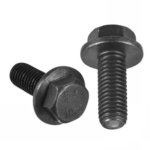 TA-VIGOR 3Pcs M10 x 25mm Hex Flange Bolts, 10.9 Grade Carbon Steel Hex Head Screws, Flanged Hexagon Bolts for Construction, Machine Tools, and DIY Projects Black