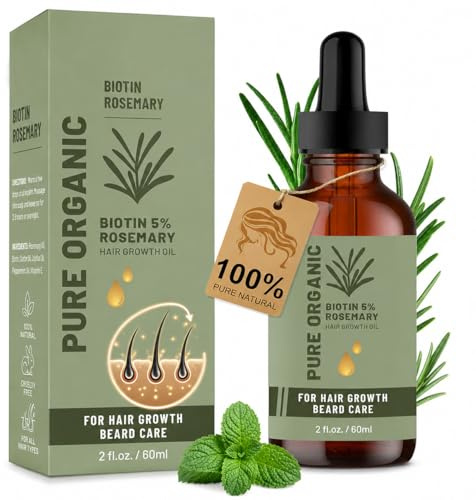60ml Rosemary Oil for Hair Growth – Scalp & Hair Strengthening Treatment for Thinning Hair – Nourishes Roots, Reduces Breakage & Hair Fall – Lightweight Daily Hair & Scalp Oil for Men & Women