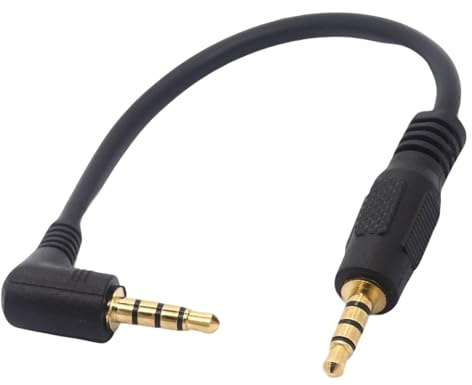 Kurzes 3,5mm TRRS Audiokabel, 3,5 mm TRS Klinkenstecker Audiokabel, vergoldet, 90 Grad, 3,5 Stecker auf 3,5mm Stecker, Stereo-Klinkenstecker, 4-poliger Anschluss für Kopfhörer Headset, AUX Kabel