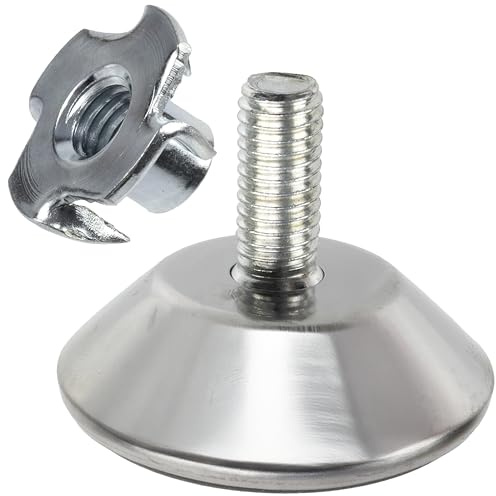 Aerzetix - Kit di 12 piedini regolabili M8 Ø40 + 12 dadi a ragno M8x11 per legno | Accessori per livellamento e montaggio mobili