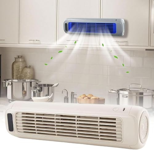 Wall Mounted Fan Kitchen Air Conditioner, 3 Speeds Small Portable Air Conditioner, USB Rechargeable Mini Air Conditioners, No Drilling, Air Cooling Fan for Desk Bedroom Office (Gray)