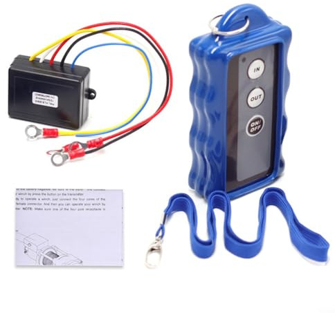 Wireless Electric Winch Remote Control with 434 MHz Receiver for 12V/24V Trucks SUVs ATVs UTVs, ABS and Rubber Construction, 75 ft Range, Drop‑Resistant Impact‑Resistant Design