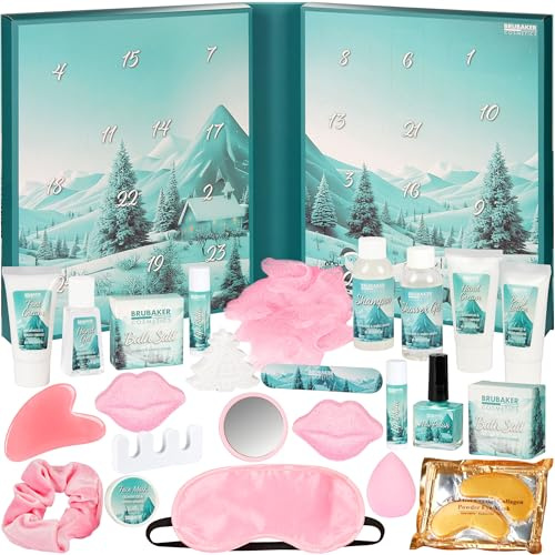 BRUBAKER Cosmetics XXL Beauty Adventskalender 2026 - Wellness Kalender | Großer Weihnachtskalender zum Aufklappen in Buch-Form - 24 Kosmetik & Spa Überraschungen für Frauen und Mädchen - Blau