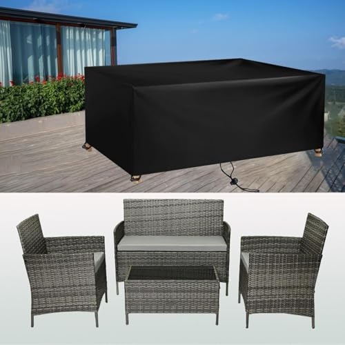 Housse imperméable pour meubles de jardin 300 cm - Anti-UV - En rotin - Pour canapé et table - Protection rectangulaire pour terrasse - 300 x 220 x 100 cm - Résistante aux intempéries
