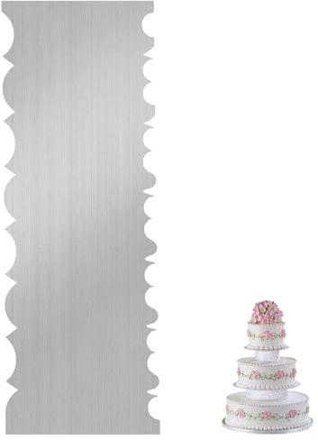 Metal Cake Scraper, 8.6 Inch Metal Cake Scraper Smoother Large Double Sided Patterned Stripe Edge Cakes Comb for Mousse, Butter, Cream Cakes